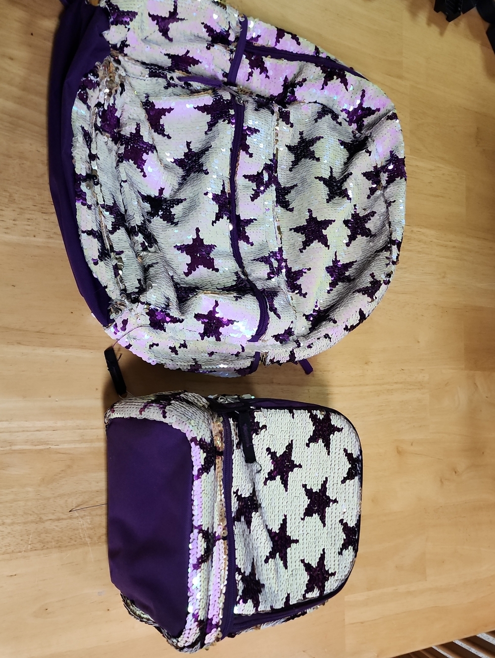 Accessory Innovations Kids Purple Reversible Sequin Star Backpack & Lunchbox Set - Picture 2 of 16